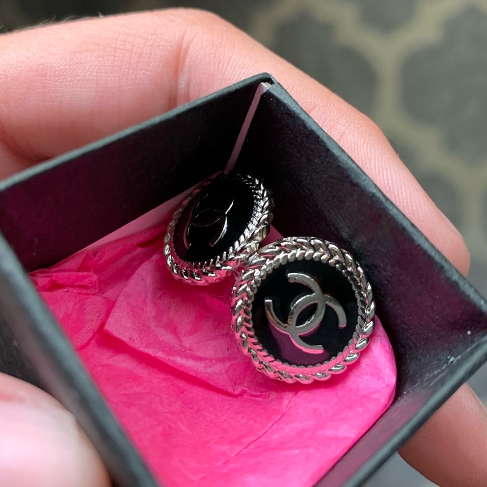 AUTHENTIC CHANEL BUTTON earrings